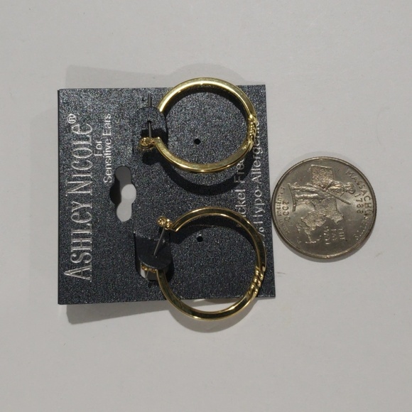 Ashley Nicole Gold tone Twisted Design Hoop Earrings - Women's Fashion Jewelry - Picture 7 of 7